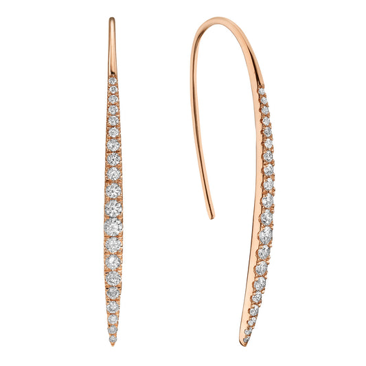14K Rose Gold Diamond Hanging Earrings