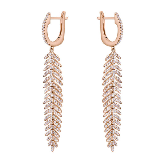 18K Rose Gold Diamond Hanging Earrings, 1.28ct