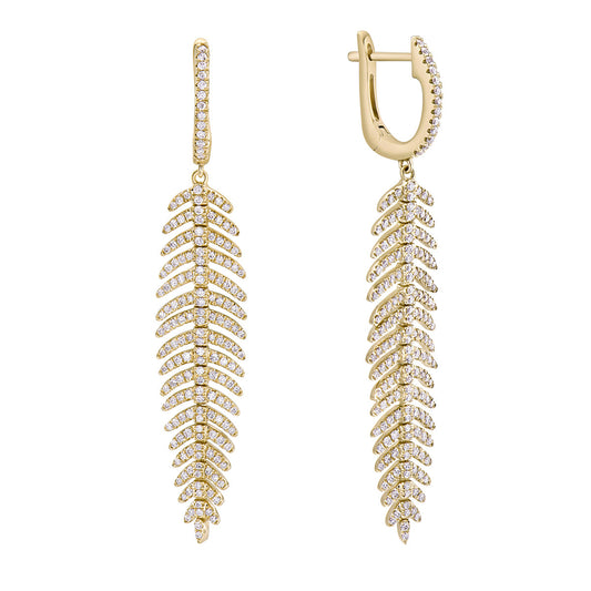 18K Yellow Gold Diamond Hanging Earrings, 1.2ct