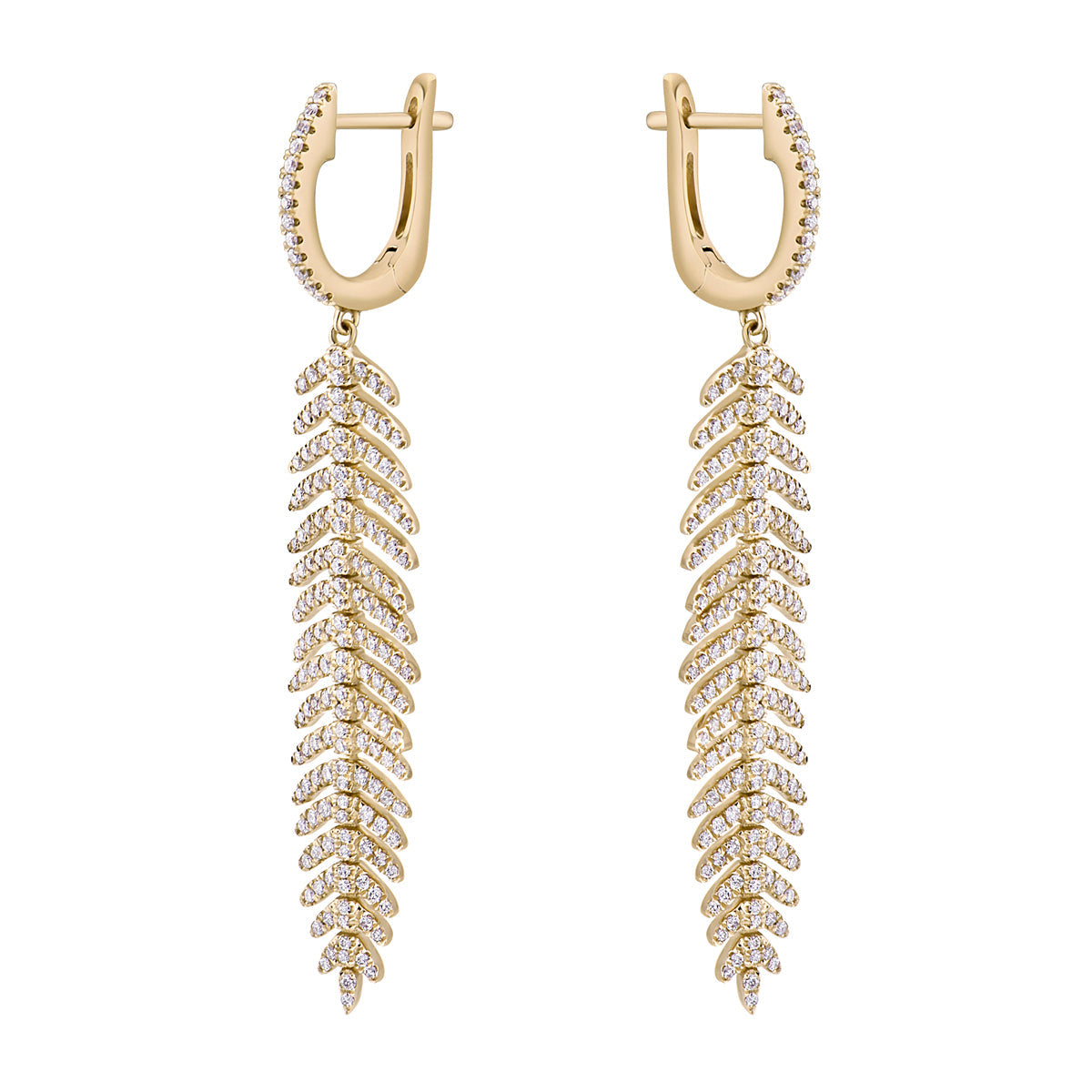 18K Yellow Gold Diamond Hanging Earrings, 1.2ct