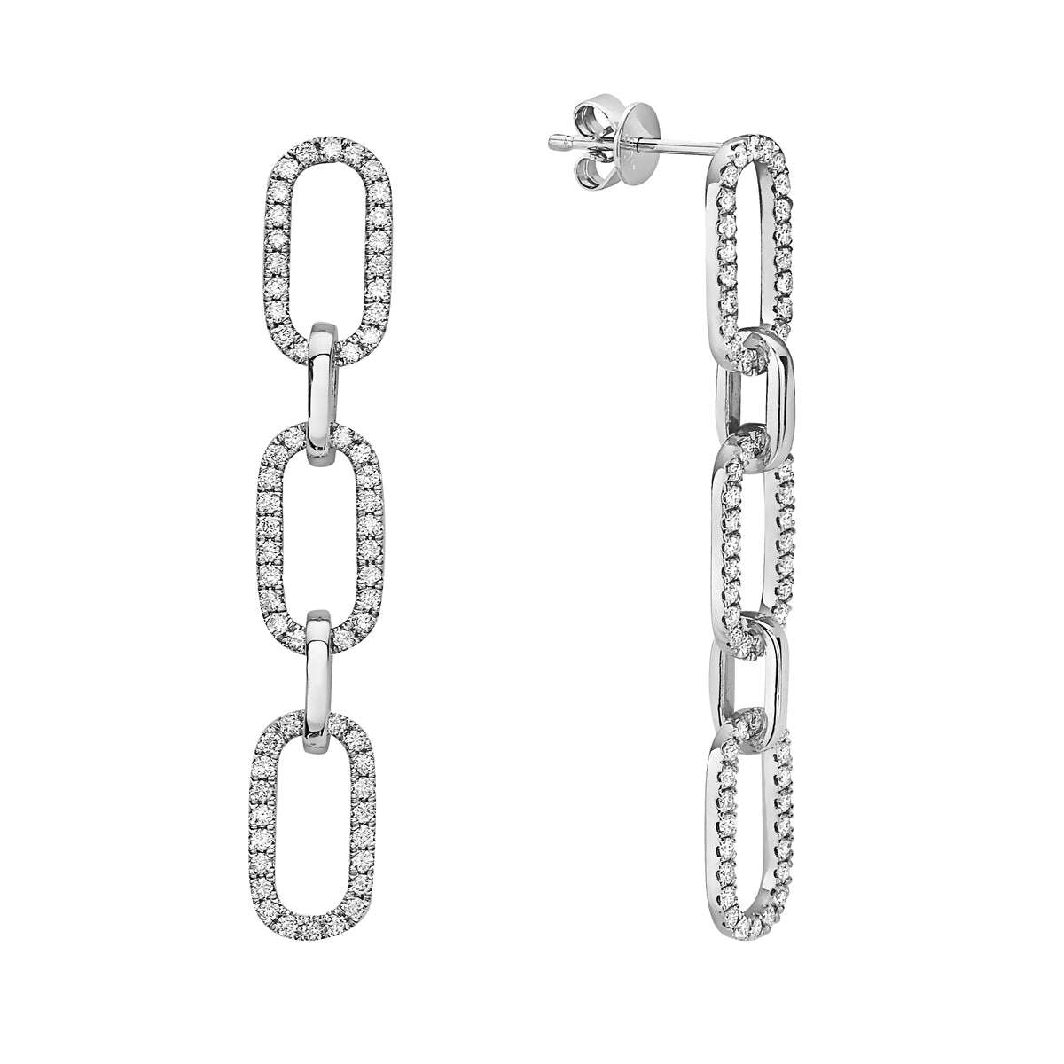 18K White Gold Diamond Earrings, 0.88ct