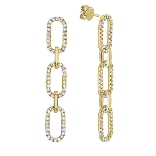 18K Yellow Gold Diamond Earrings, 0.88ct