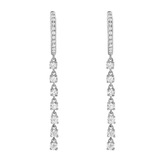 18K White Gold Diamond Earrings, 0.93ct