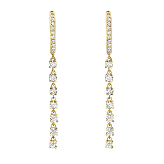 18K Yellow Gold Diamond Earrings, 0.93ct