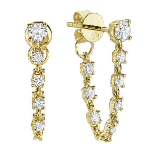 14K Yellow Gold Diamond Earrings