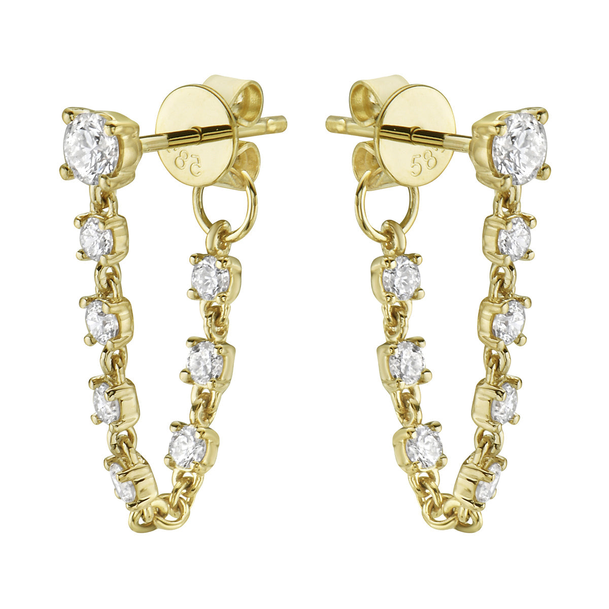 14K Yellow Gold Diamond Earrings