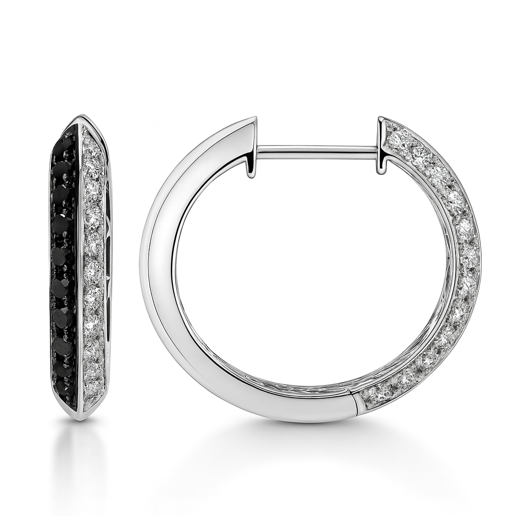 14K White Gold Diamond Hoop Earrings, 0.86ct