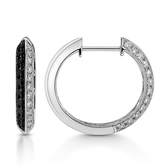 14K White Gold Diamond Hoop Earrings, 0.86ct