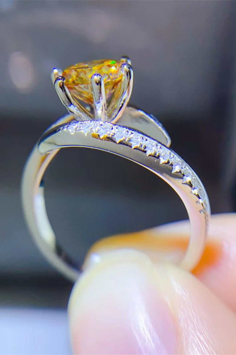 1 Carat Yellow Sparkala™ Platinum Over Pure Sterling Silver Ring