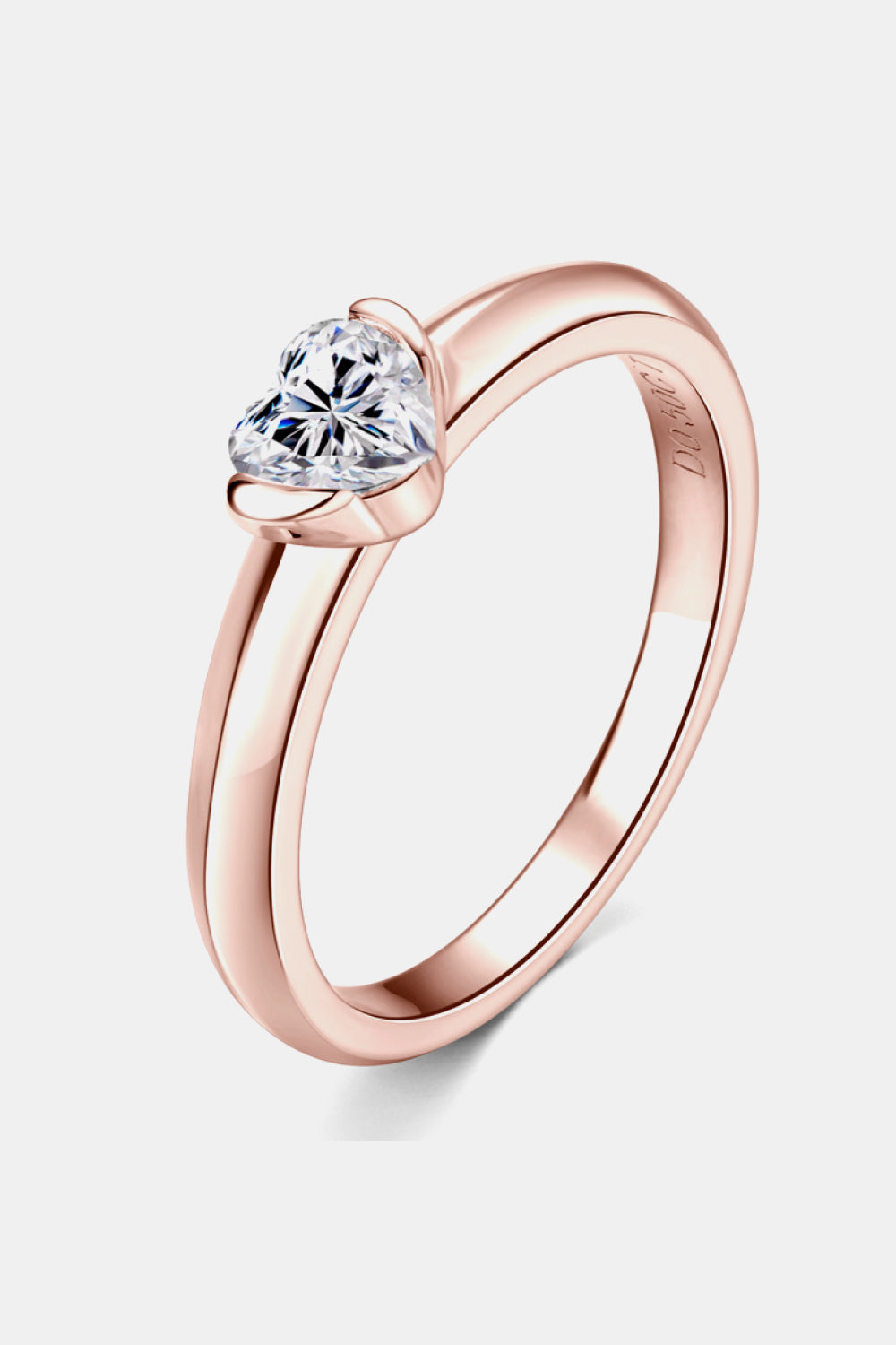 Sparkala™ 18k Rose Gold Over Pure Sterling Silver Heart Solitaire Ring
