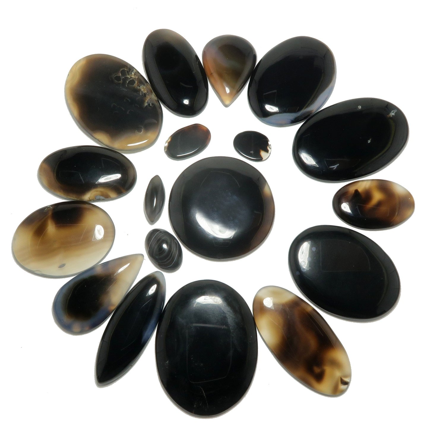 Black Agate Grid Crystal Bundle Protection Set of 18