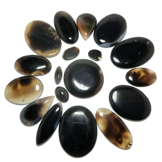 Black Agate Grid Crystal Bundle Protection Set of 18