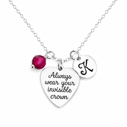 Always Wear Your Invisible Crown Necklace – Personalized Birthstone & Initial