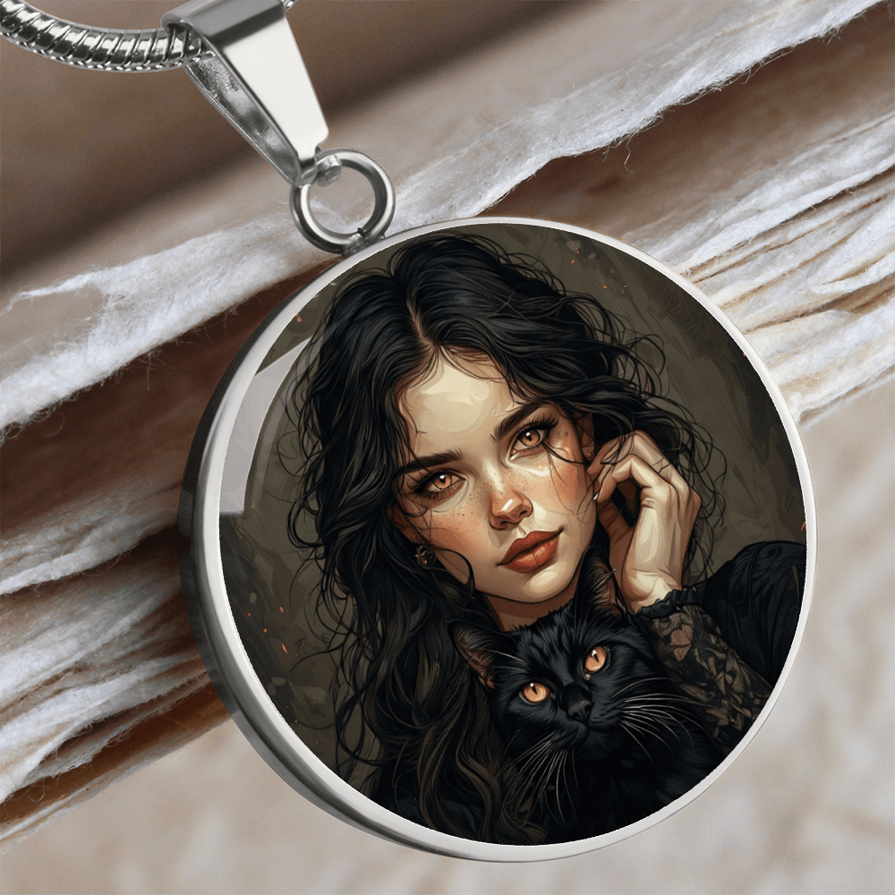 Amber Eyed Cat Lady Necklace for Cat Lovers