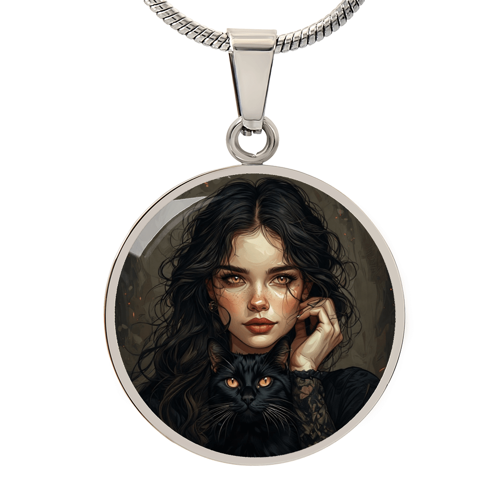 Amber Eyed Cat Lady Necklace for Cat Lovers