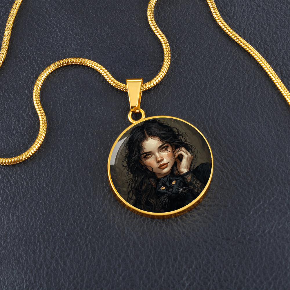 Amber Eyed Cat Lady Necklace for Cat Lovers