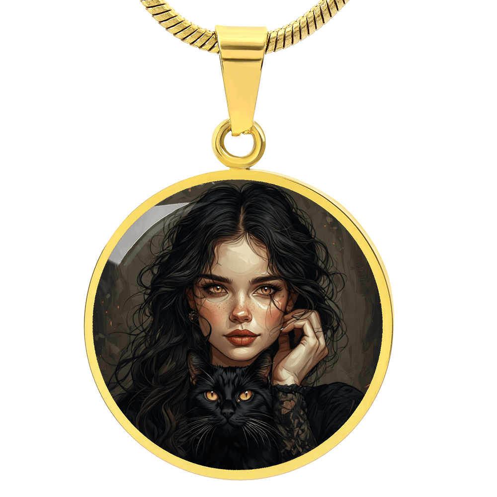 Amber Eyed Cat Lady Necklace for Cat Lovers