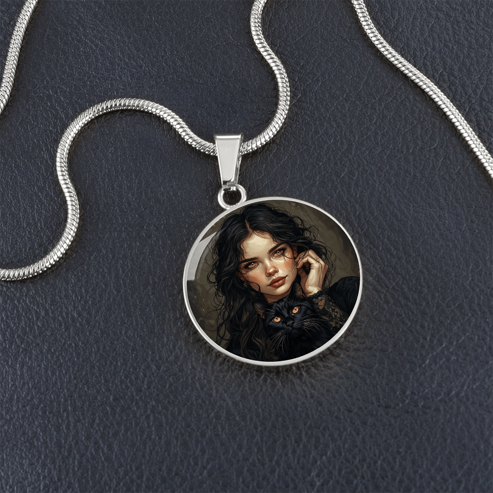 Amber Eyed Cat Lady Necklace for Cat Lovers