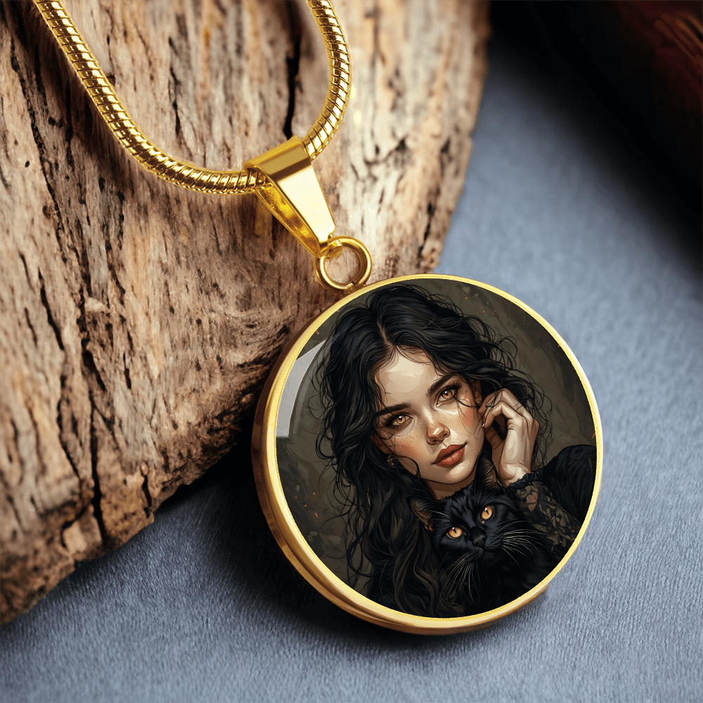 Amber Eyed Cat Lady Necklace for Cat Lovers