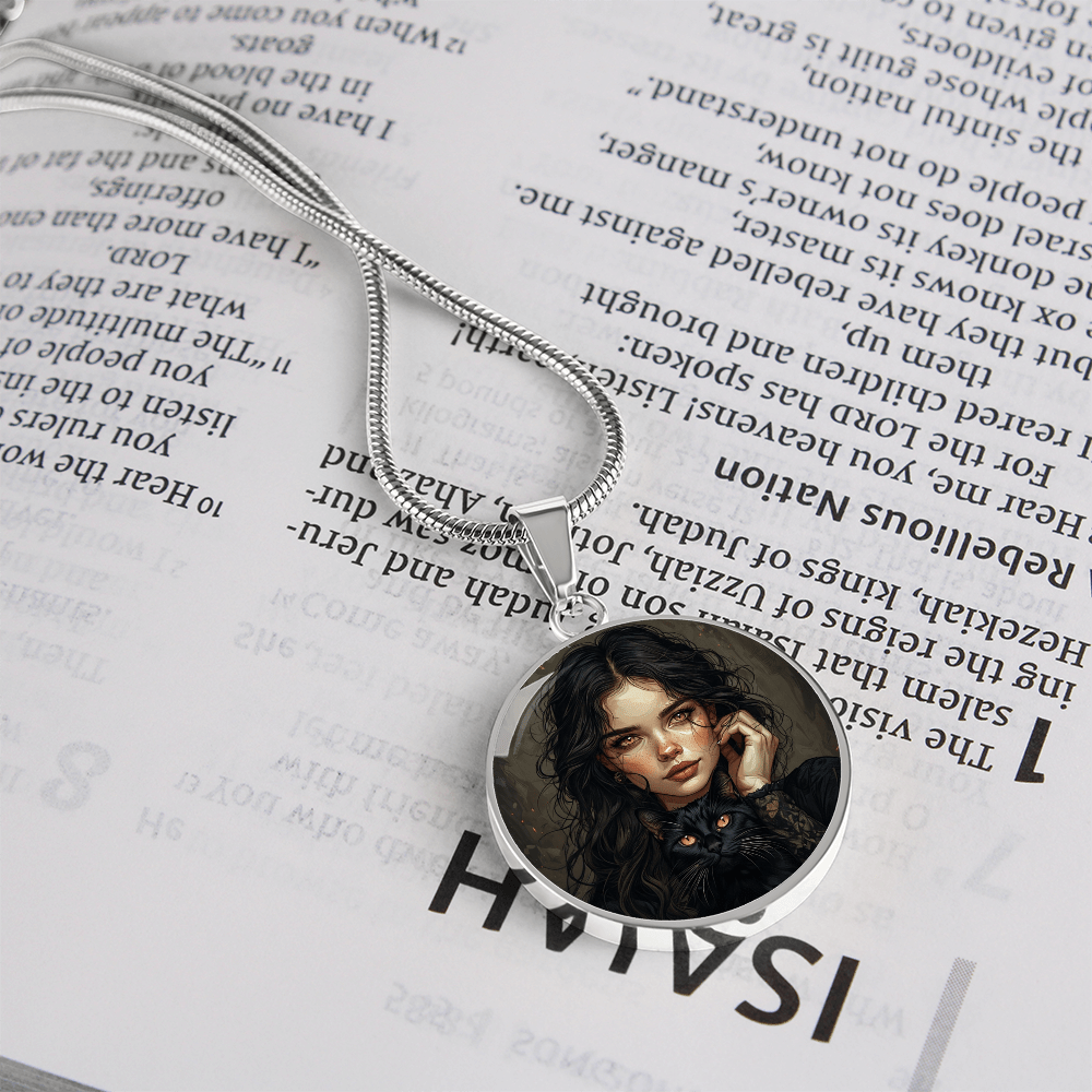 Amber Eyed Cat Lady Necklace for Cat Lovers