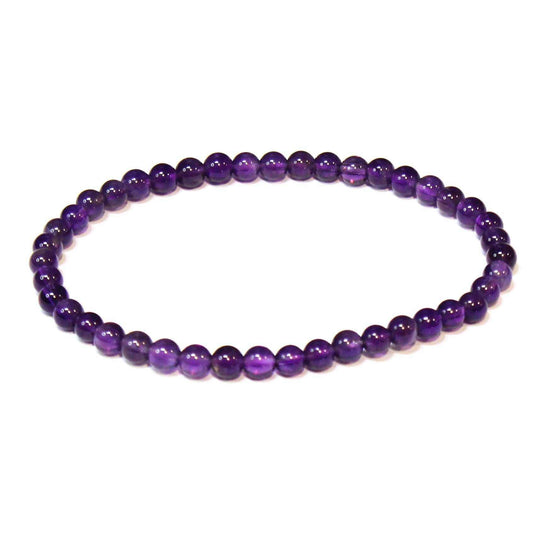 Amethyst Round Bead Bracelet 4mm - Spiritual Protection