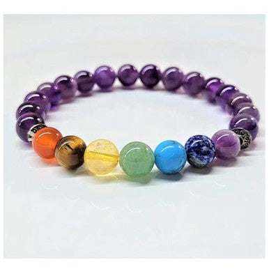 Amethyst Chakra Round Bead Bracelet - Divine Serenity