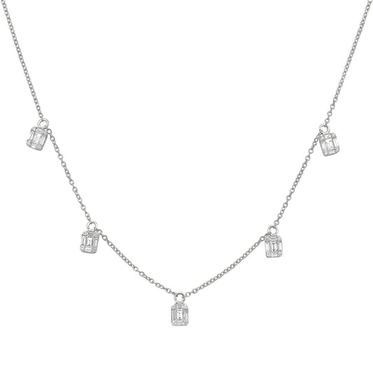 14K White Gold Diamond Necklace, 0.73ct