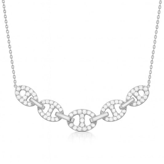 14K White Gold Round Diamond Necklace, 0.51ct
