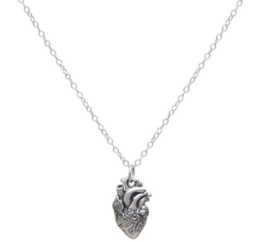 Sterling Silver Anatomical Heart Necklace – Realistic Heart Charm for Medical Professionals & Students