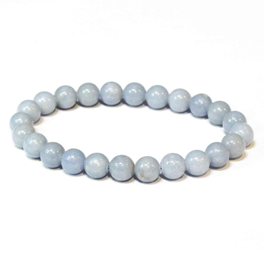 Angelite Round Bead Bracelet - Angelic Communication