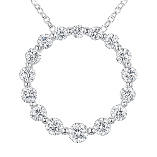 14K White Gold Round Diamond Ring Pendant, 0.89ct