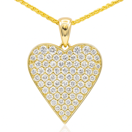 18K Yellow Gold Diamond Heart Pendant, 0.78ct