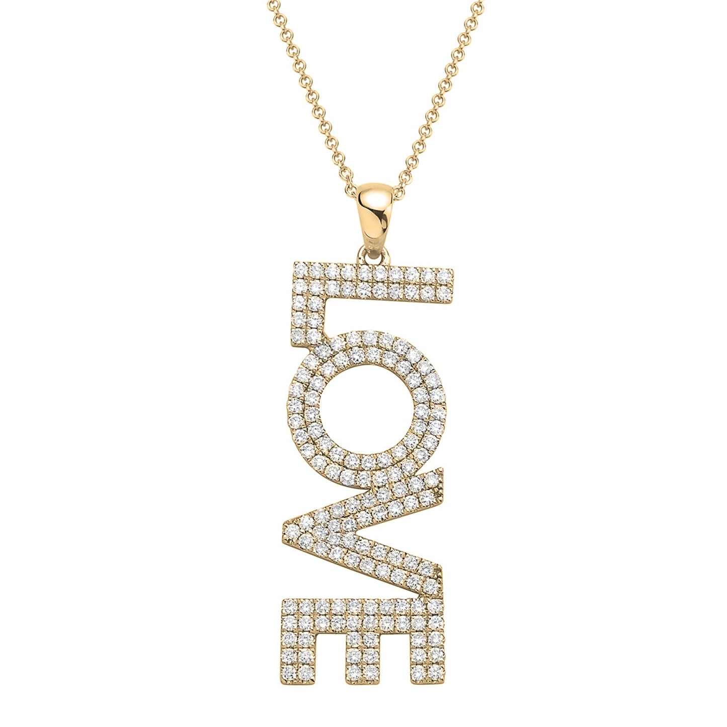 14K Yellow Gold Diamond Love Pendant, 1.2ct