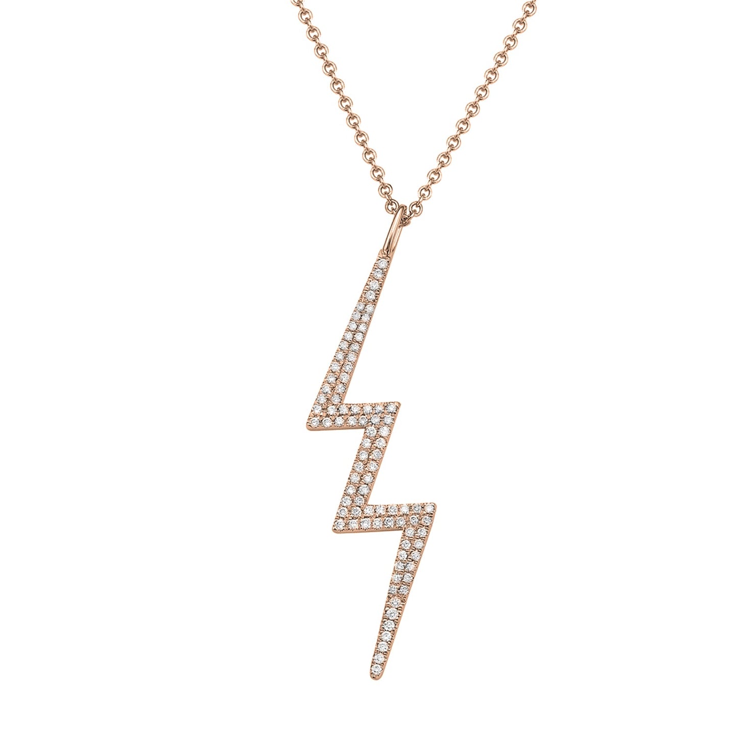 14K Rose Gold Diamond Lighting Bolt Pendant, 0.23ct