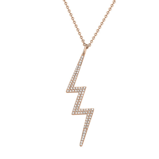 14K Rose Gold Diamond Lighting Bolt Pendant, 0.23ct