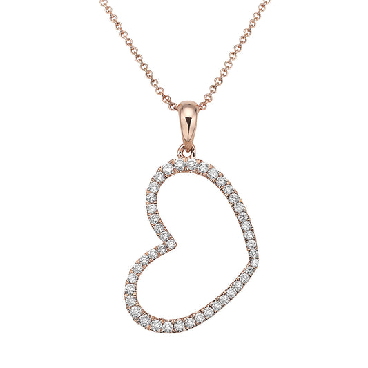 14K Rose Gold Diamond Pendant, Round 0.26ct
