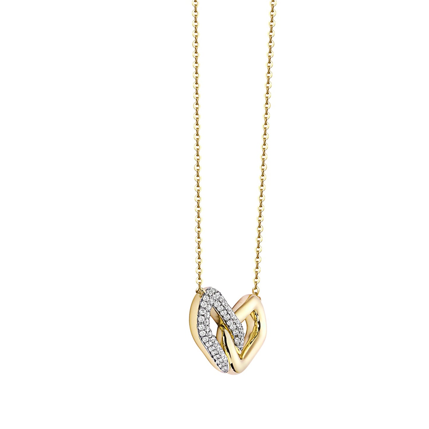 14K Yellow Gold Diamond Hugs Pendant, 0.26ct