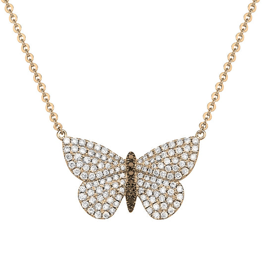 14K Yellow Gold Diamond Butterfly Pendant, 0.52ct