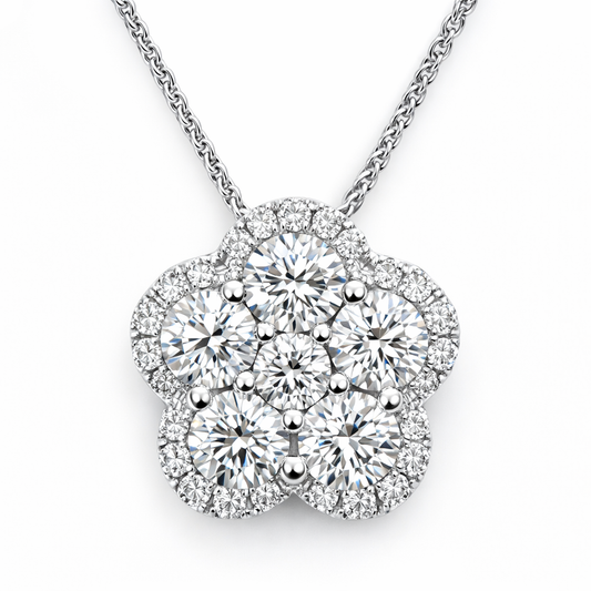 14K White Gold Diamond Pendant, 0.93ct