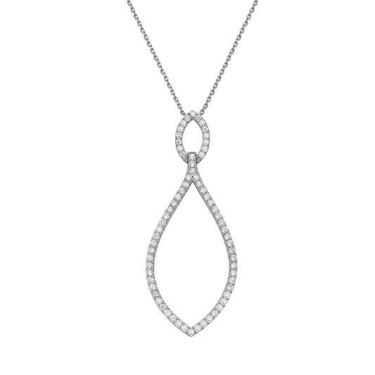 14K White Gold Diamond Pendant, 0.93ct
