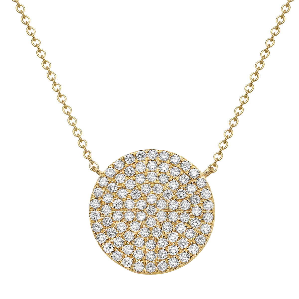 14K Yellow Gold Diamond Circle Pendant, 0.53ct