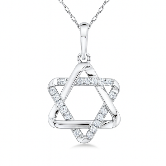 14K White Gold Diamond Pendant, 0.13ct