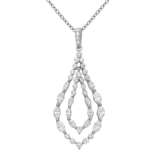 14K White Gold Diamond Pendant, 1.1ct
