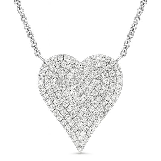 14K White Gold Round Diamond Pendant, 0.43ct