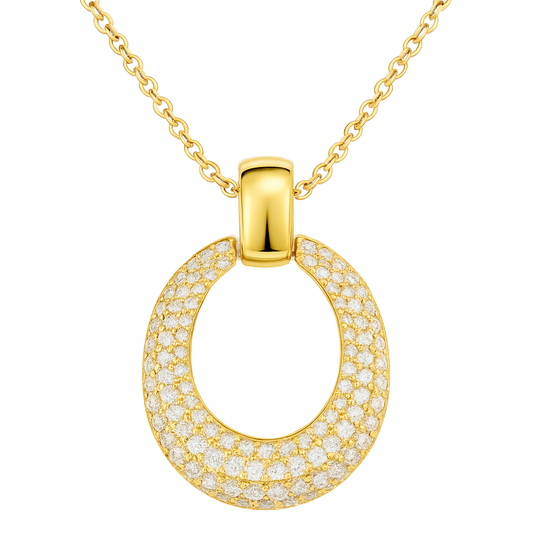 14K Yellow Gold Diamond Pendant, 0.45ct