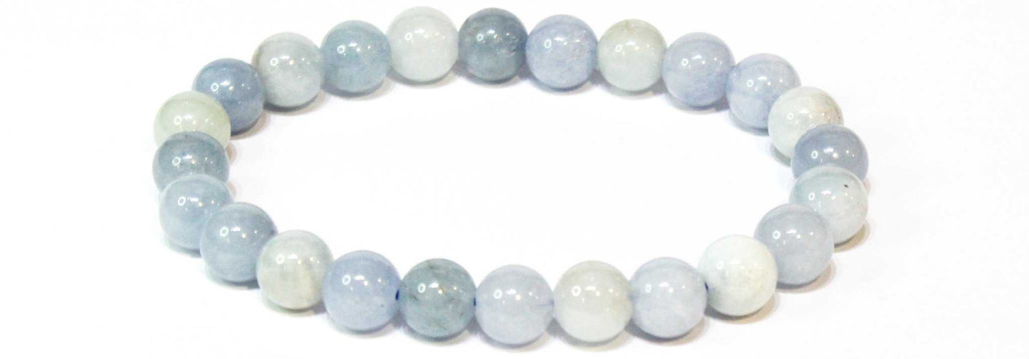 Aquamarine Round Bead Bracelet - Emotional Healing