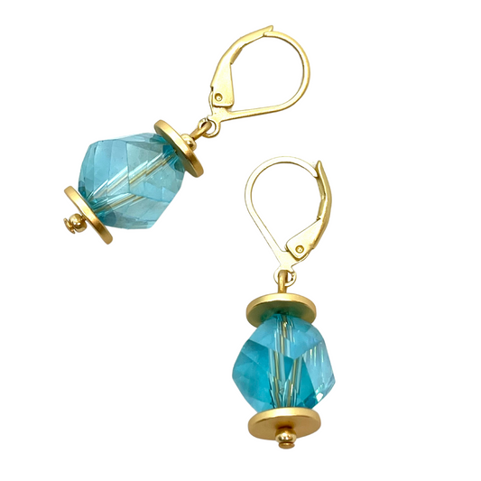 Aqua Slice Crystal Earrings