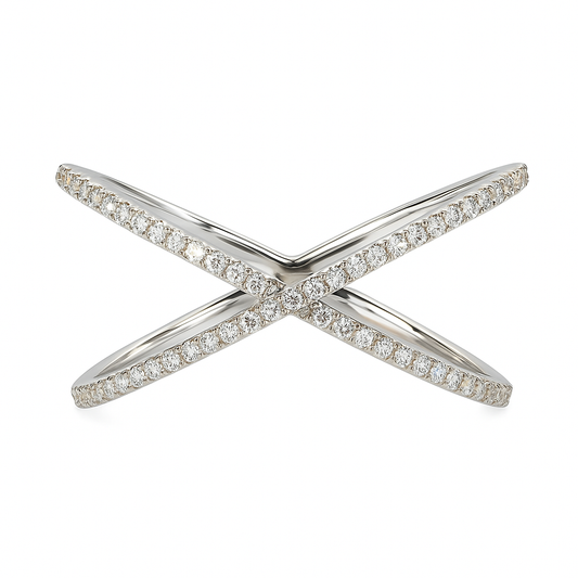 14K White Gold X Ring, 0.2ct