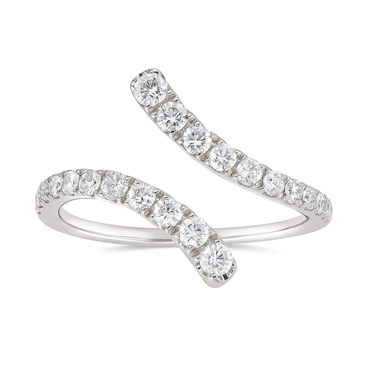 14K White Gold Bypass Ring, 0.45ct