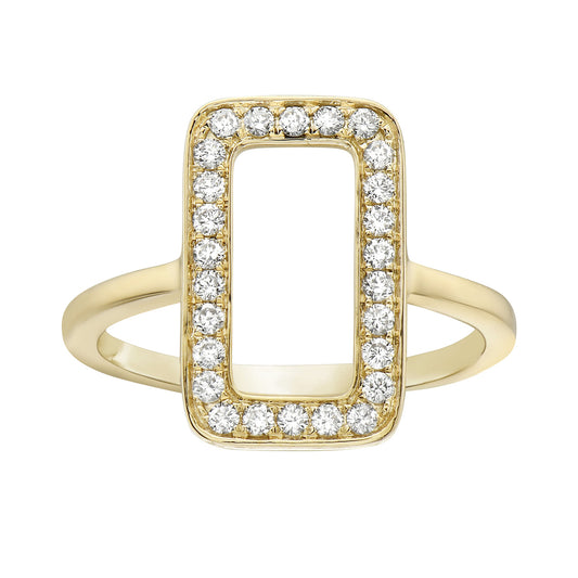 14K Yellow Gold Diamond Rectangle Ring, 0.3ct